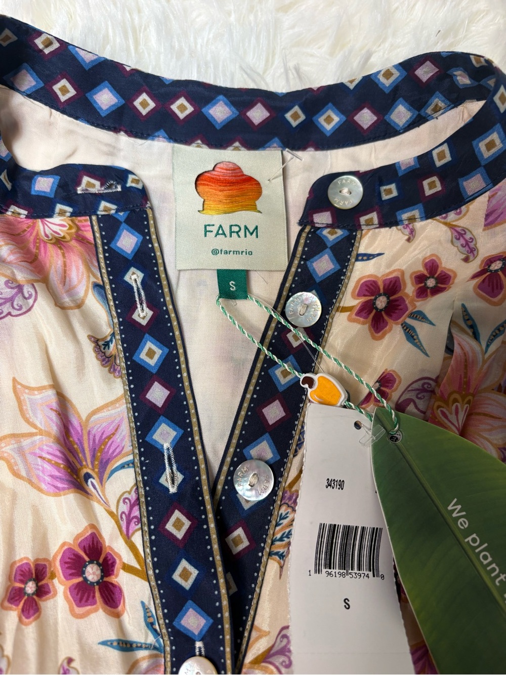 Farm Rio Superbloom Tapestry Cream Puff Sleeves Mini Dress NWT size small - Picture 7 of 10